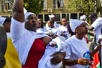 Protesting moms made a point of breastfeeding their babies outside Kenya's parliamentary precincts (file photo).