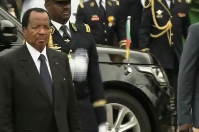 Le Président Paul Biya à son arrivée lors de la célébration de la fête nationale du Cameroun, le 20 Mai 2018.