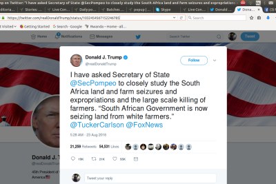 Trump tweet on SA land expropriation.