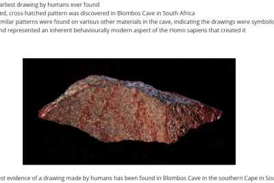 A picture of the rock with the drawing on the Wits University website.