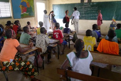 Une salle de classe au Sénégal.