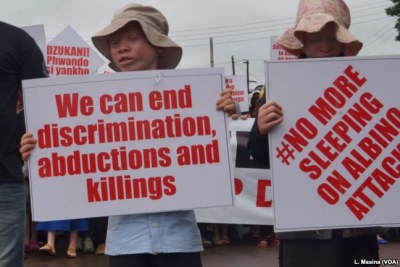 People with albinism protest (file photo).