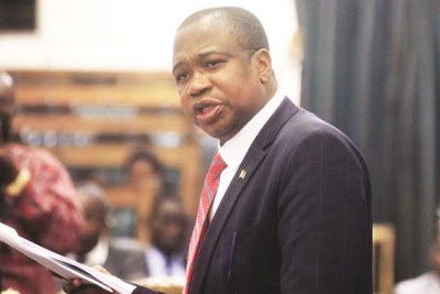 Finance and Economic Development Minister Professor Mthuli Ncube addresses Parliament on the state of the economy on May 15, 2019.