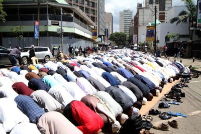 Muslim faithful during the first Friday of the Month of Ramadhan on May 10, 2019 at Jamia Mosque, Nairobi.