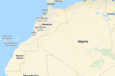 A map showing Western Sahara and Morocco.