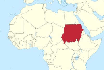 A map showing the location of Sudan in East Africa (undisputed borders, in 2011).
