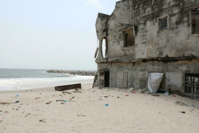 Derelict buildings litter Lagos' Okun Alfa community ocean front as they are ravaged by the Atlantic Ocean.