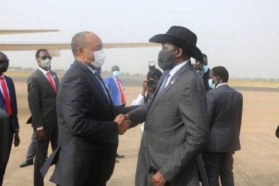 Le président du Conseil de souveraineté de transition (CST), le lieutenant-général Abdul-Fattah Al-Burhan reçu à Juba par le président de la République du Sud Soudan, Salva Kiir Mayardit