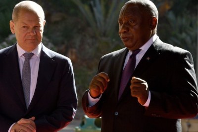 The war in Ukraine was among the topics discussed by South Africa's President Cyril Ramaphosa and German Chancellor Olaf Scholz in South Africa in May.