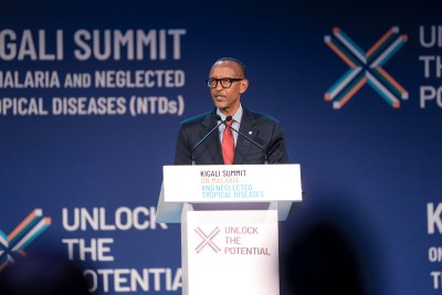 His Excellency Paul Kagame, President of the Republic of Rwanda, speaks at the Kigali Summit on Malaria and Neglected Tropical Diseases, June 23, 2022