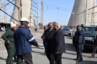 President Cyril Ramaphosa visits the Tutuka Power Station in Standerton, Mpumalanga on July 16, 2022.