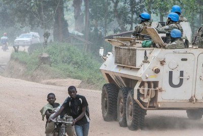 Peacekeepers patrol Butembo in North Kivu in the Democratic Republic of the Congo (file photo).