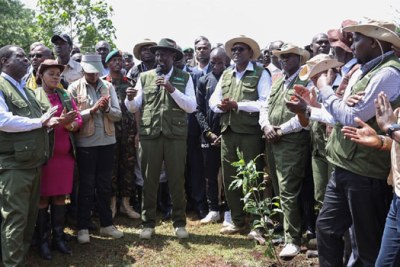 President Ruto presides over the 7th Edition of the Kaptagat Annual Tree Planting in Kaptagat, Elgeyo Marakwet county (file photo).