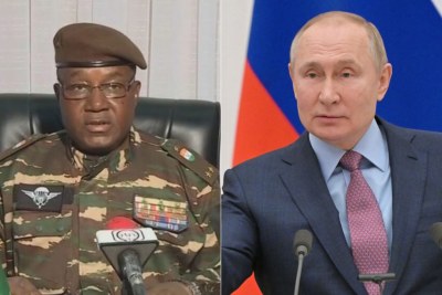 Le général Abdourahamane Tchiani, président de la transition au Niger et Vladimir Poutine, président de la Russie